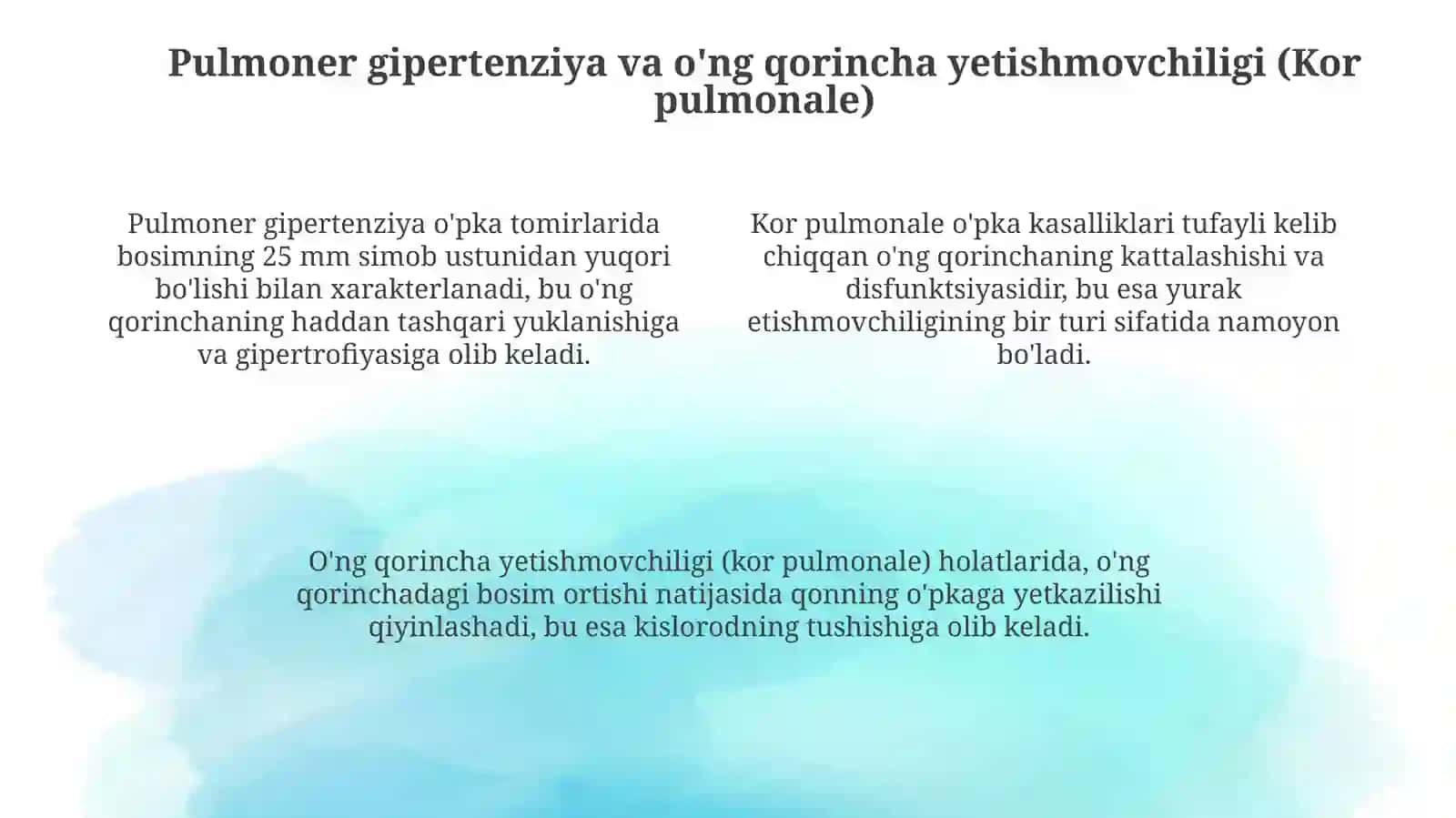O'pka kasalligidan kelib chiqadigan yurak-qon tomir tizimining kasalligi 4