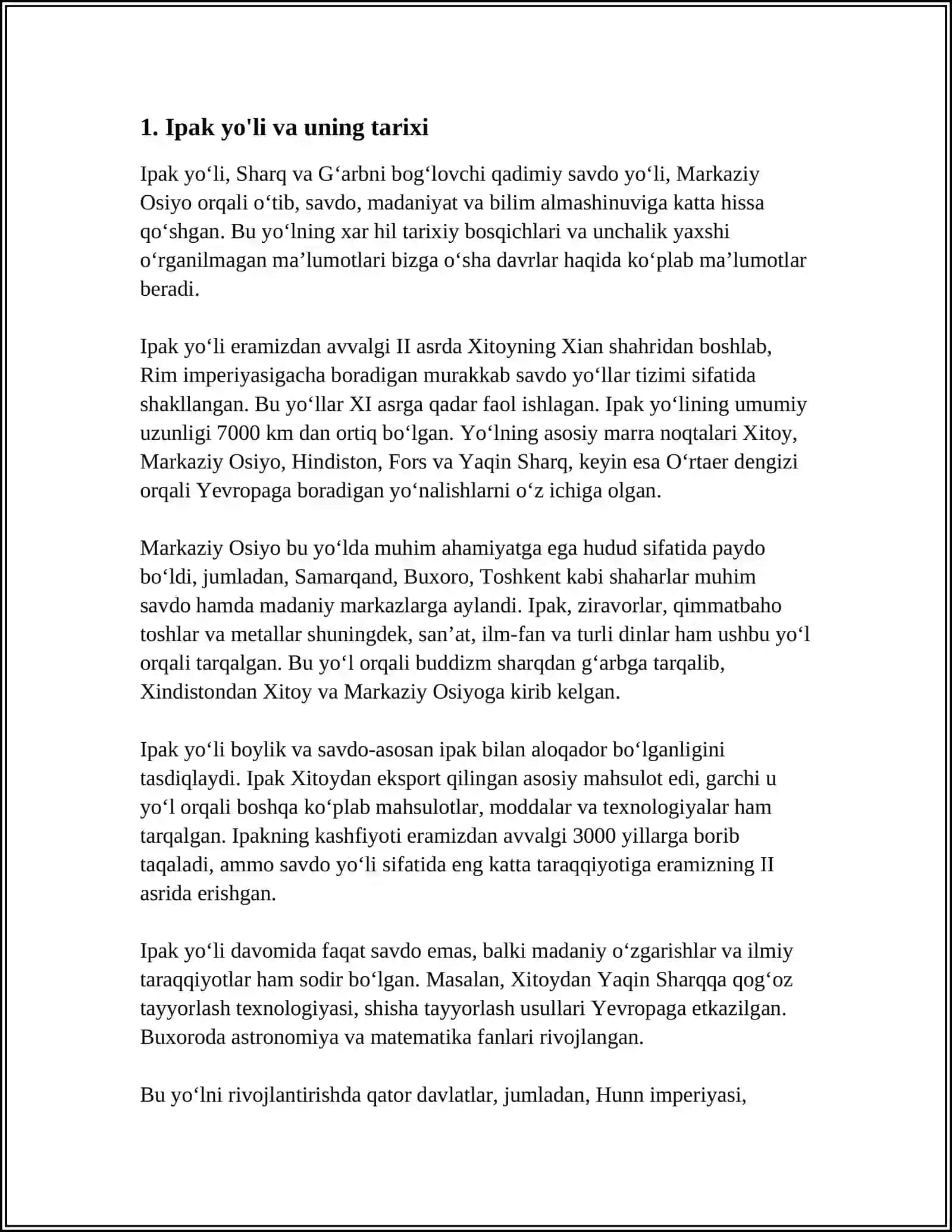 SO‘QMOQLARDAN YO‘LLARNI YUZAGA KELISHI. QADIMGI SAVDO YO‘LLARI 4
