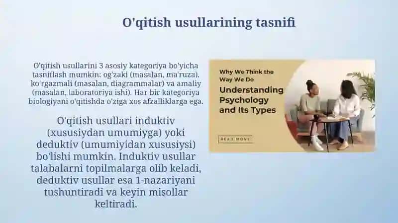 Biologiya oʻqitish metodlari va ularni klassifikatsiyasi 4