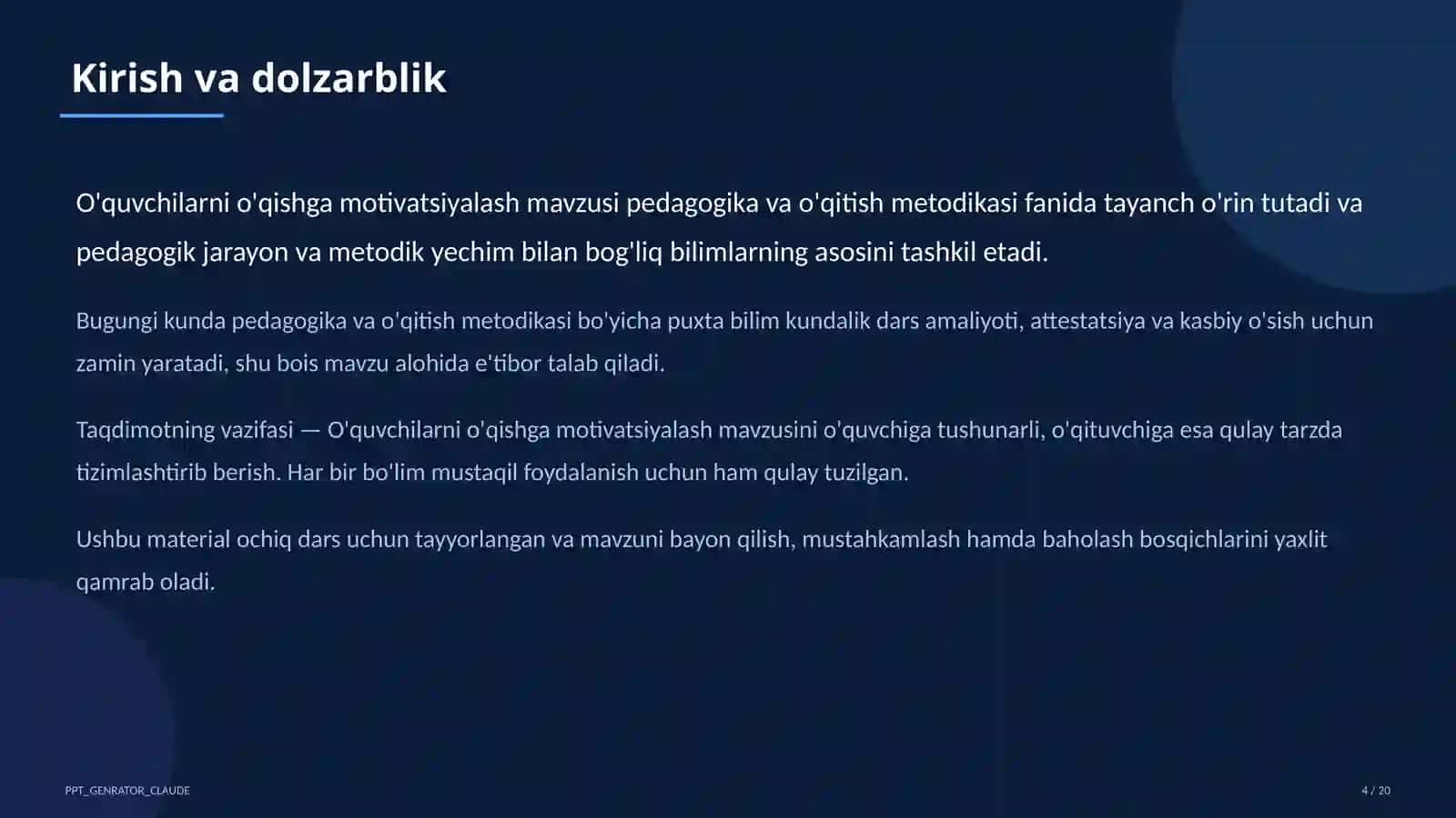 O'qituvchilar uchun: pedagogika va o'qitish metodikasi 4