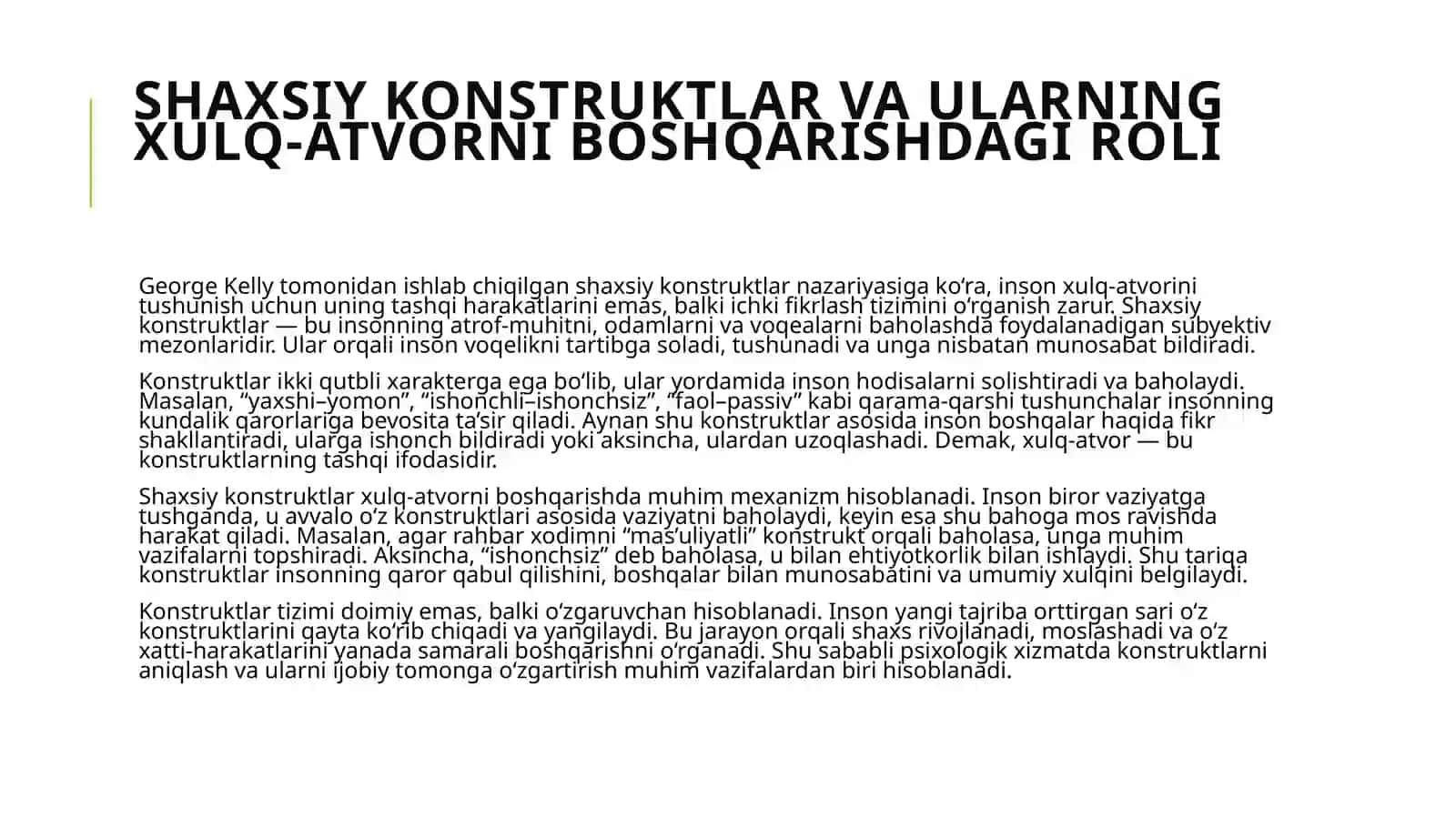 SHAXS NAZARIYASIDA KOGNITIV YO‘NALISH Dj. Kelli 4