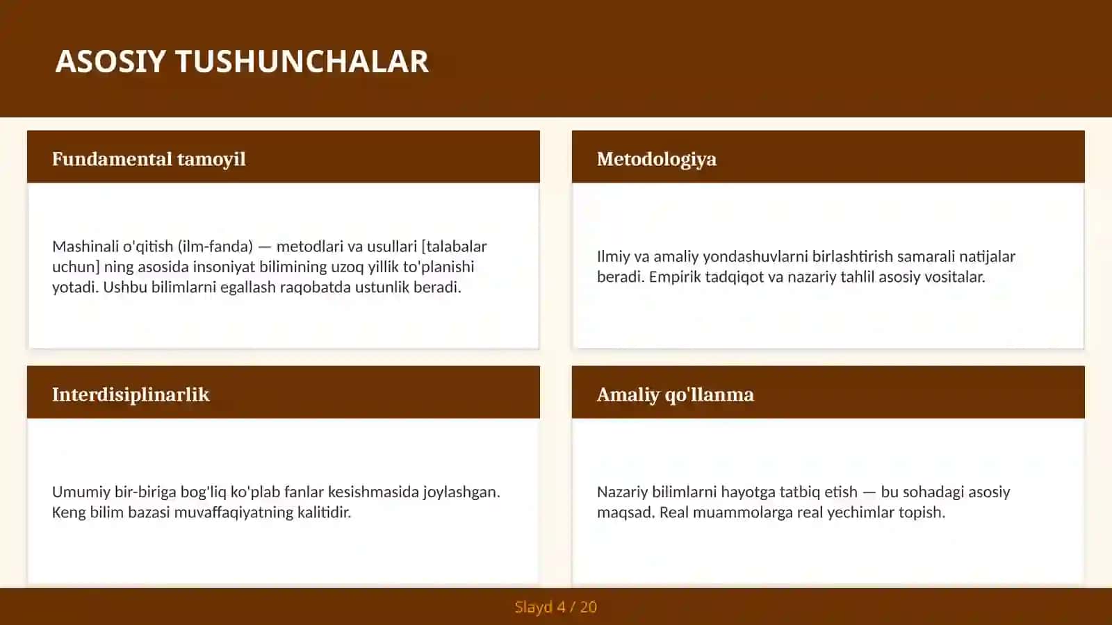 MASHINALI O'QITISH (ILM-FANDA) — METODLARI VA USULLARI [TALABALAR UCHUN] 4