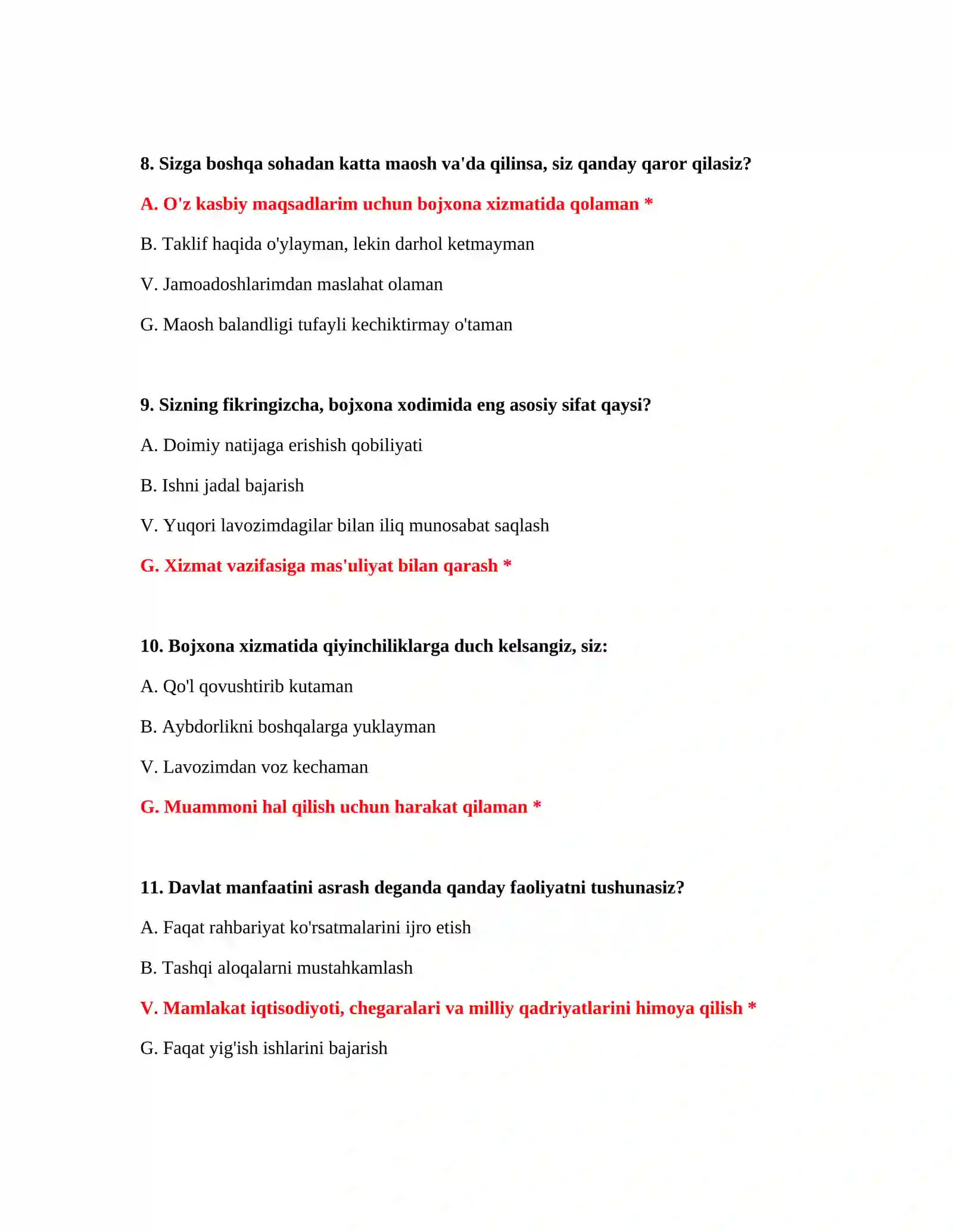 Bojxona ishga kirish psixologik savollari 4