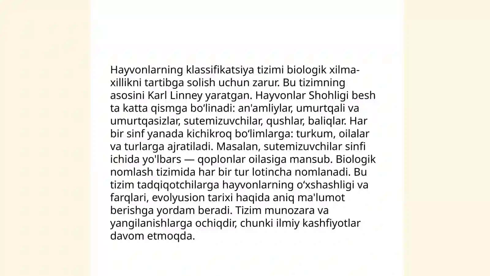 Hayvonlar qirolligining kategoriyalari 4