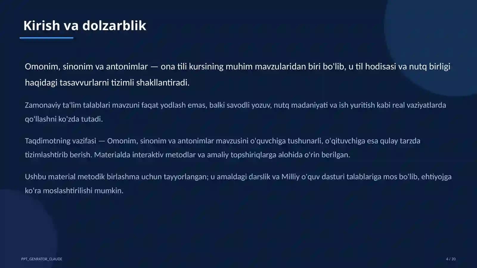 Omonim, sinonim va antonimlar (5-sinf) 4
