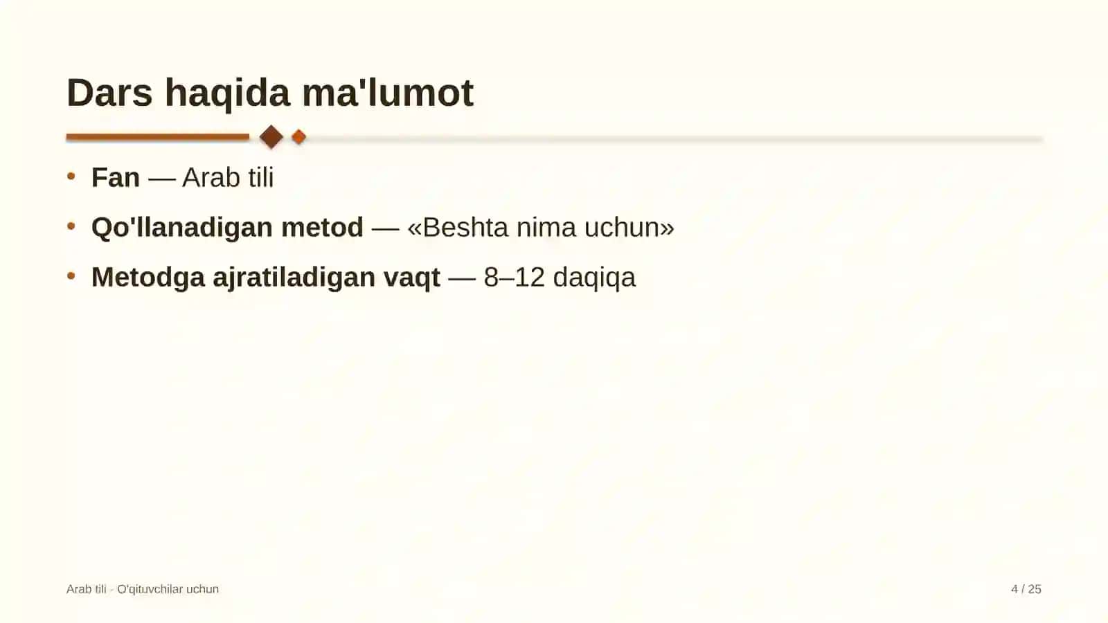 arab tili darslarida beshta nima uchun metodidan foydalanish 9495 4