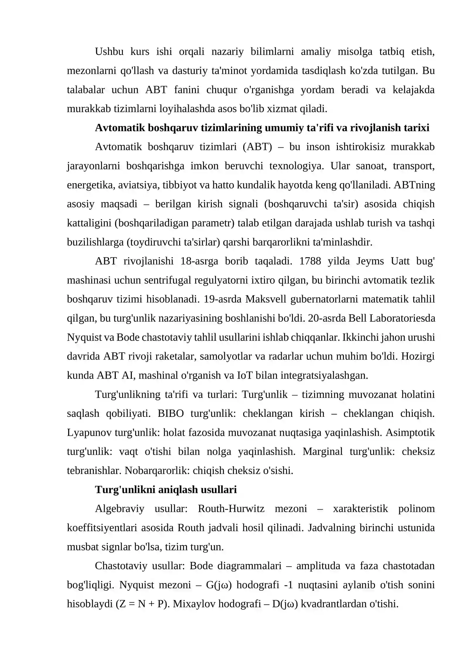 Avtomatik boshqaruv tizimining turg'unligini aniqlash 4
