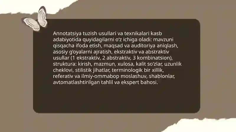 Kasbga oid adabiyotlar annotatsiyasi 4