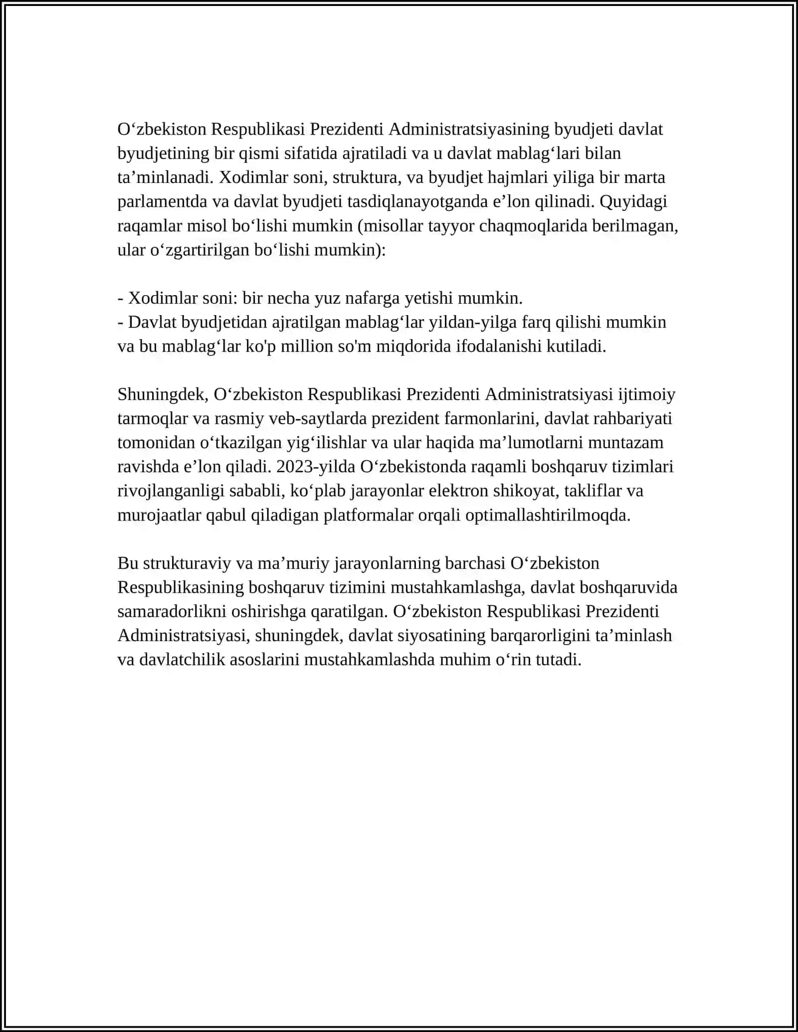OʻZBEKISTON RESPUBLIKASI DAVLAT ORGANLARI 4