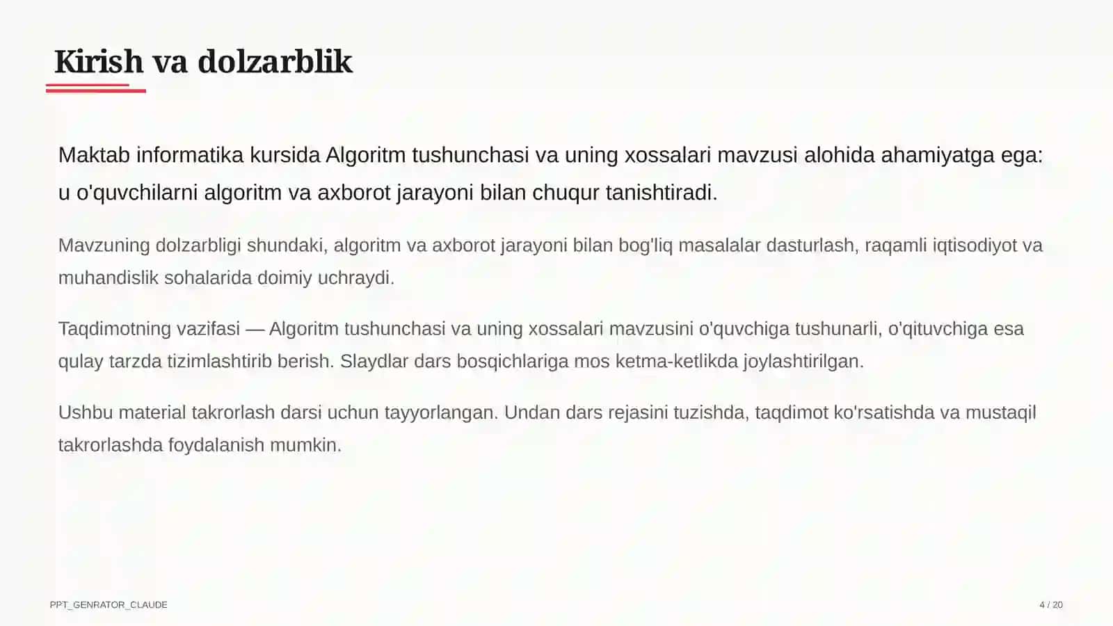 Algoritm tushunchasi va uning xossalari (6-sinf) 4