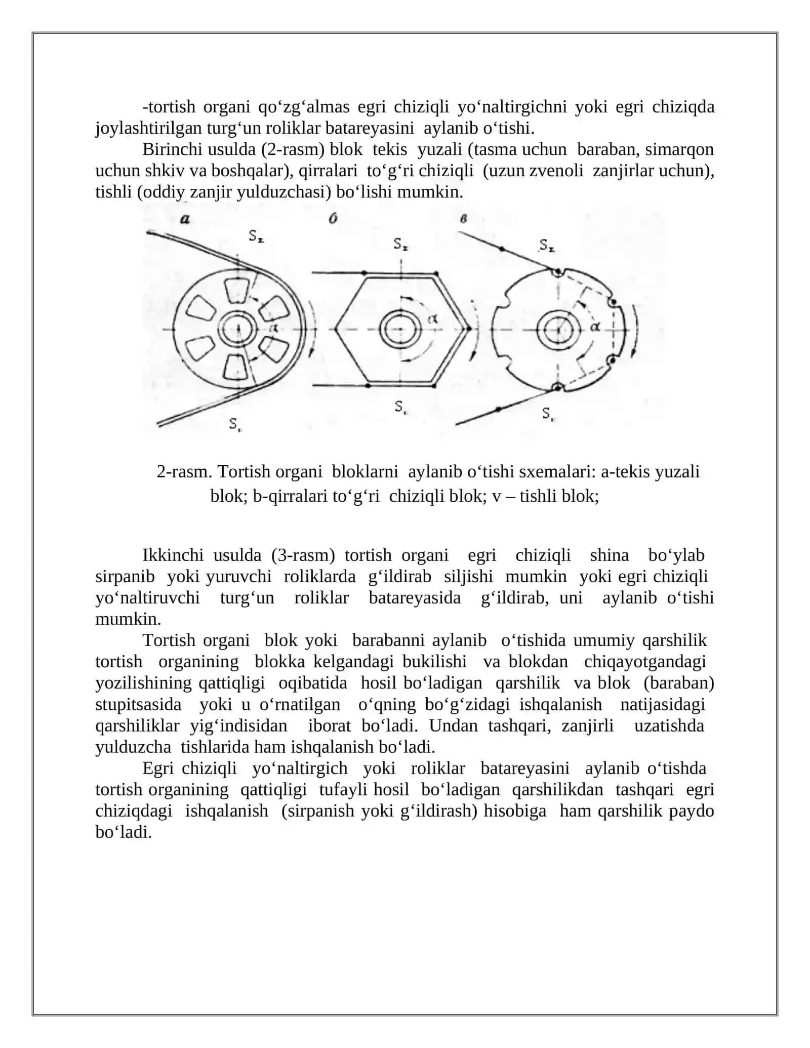 Lentali konveyerlarda tortish kuchini uzatisha xarakatga qarshilik kuchlari 4
