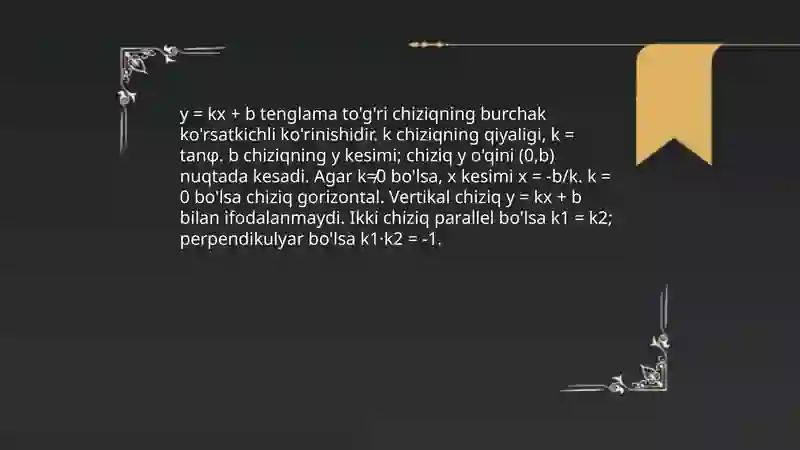 Tekislikda to‘g‘ri chiziqning umumiy tenglamasi 4