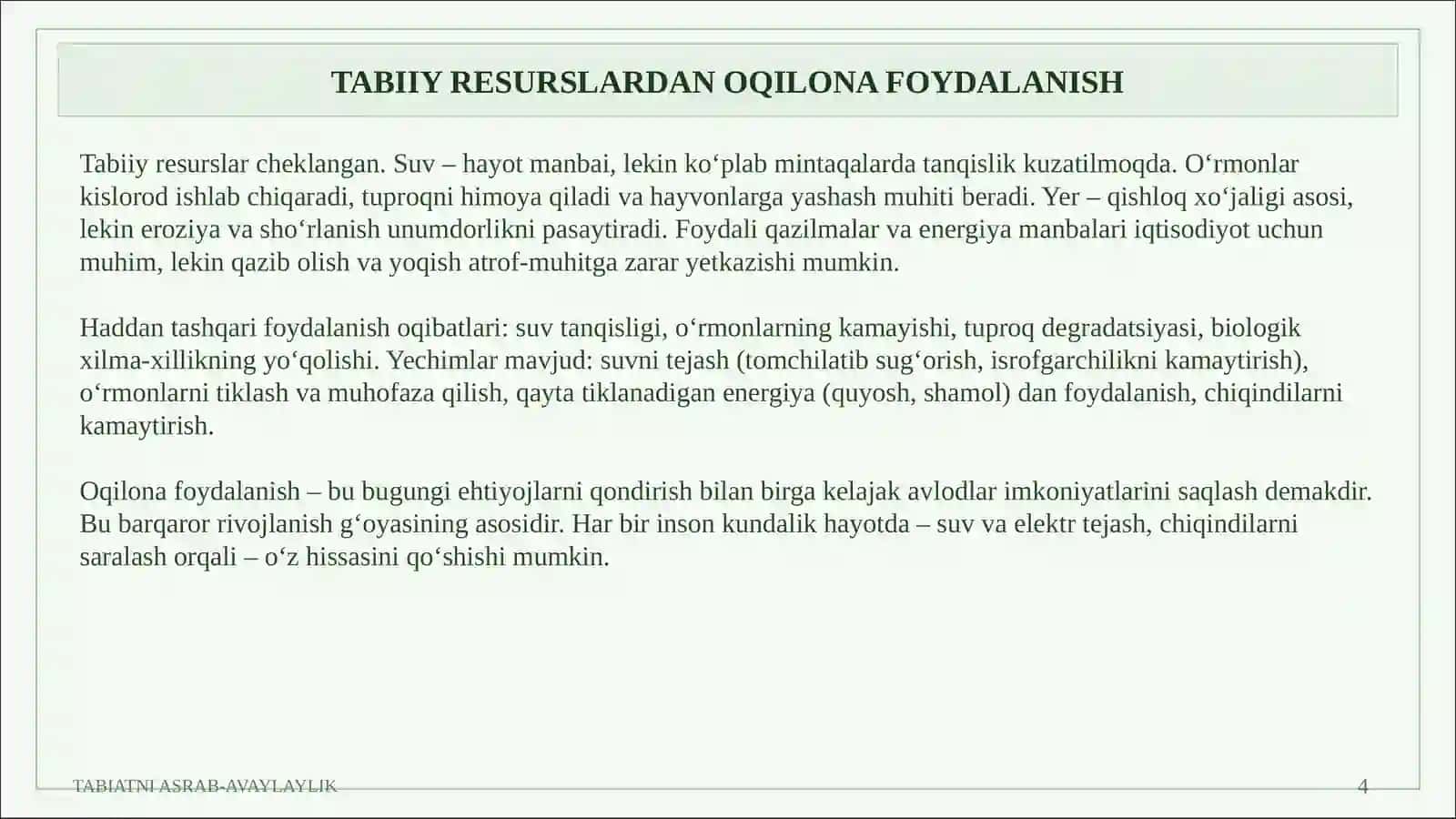 TABIATNI ASRAB-AVAYLAYLIK 4