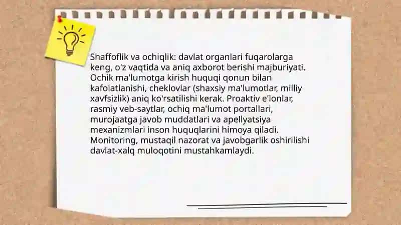 Davlat va xalq o‘rtasidagi muloqotning yangi bosqichi - inson huquqlarining ta’minlanishi 4