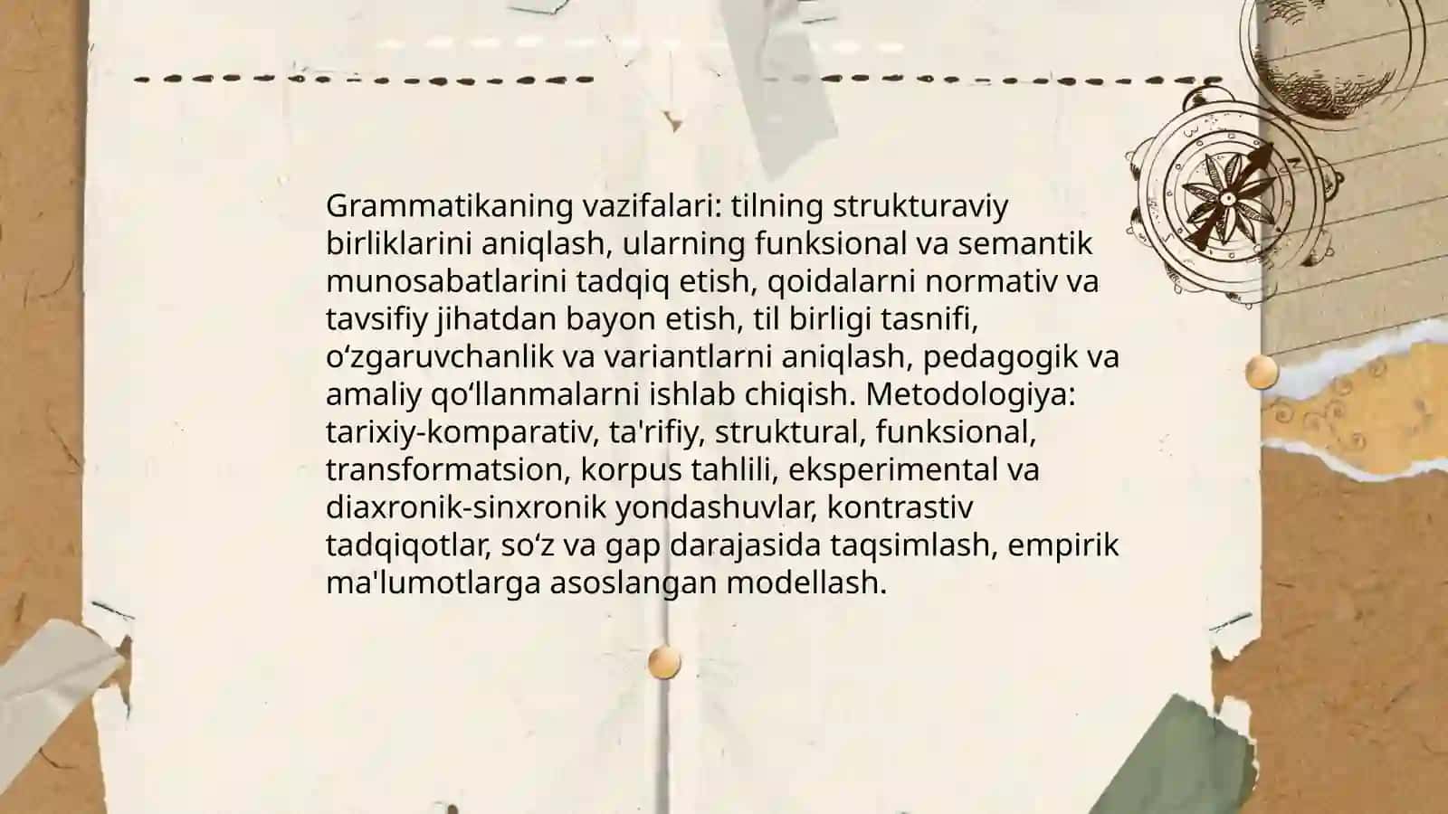 Grammatika tilning strukturaviy qoidalari va tizimini o'rganadi 4