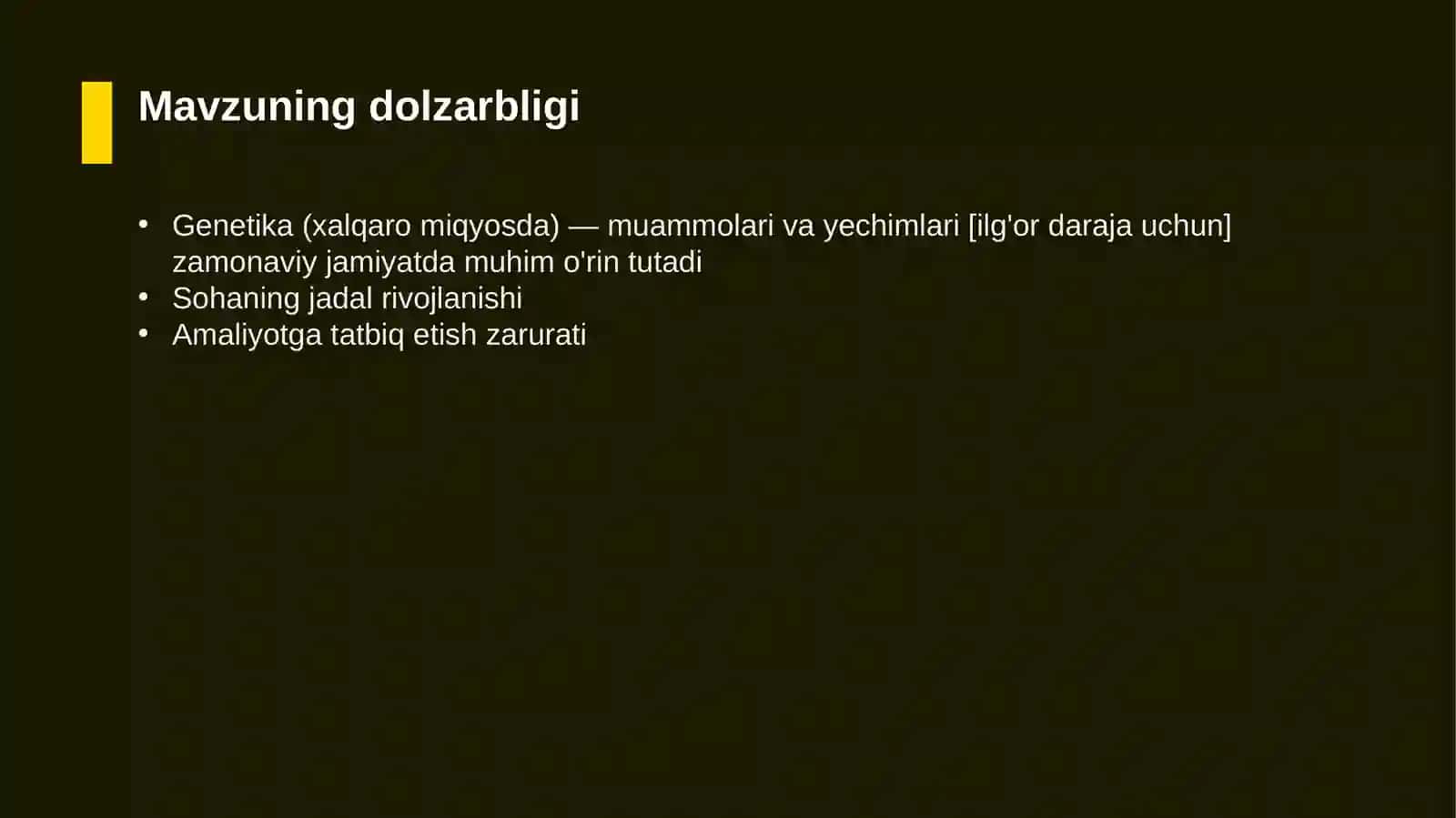 Genetika (xalqaro miqyosda) — muammolari va yechimlari [ilg'or daraja uchun] 4