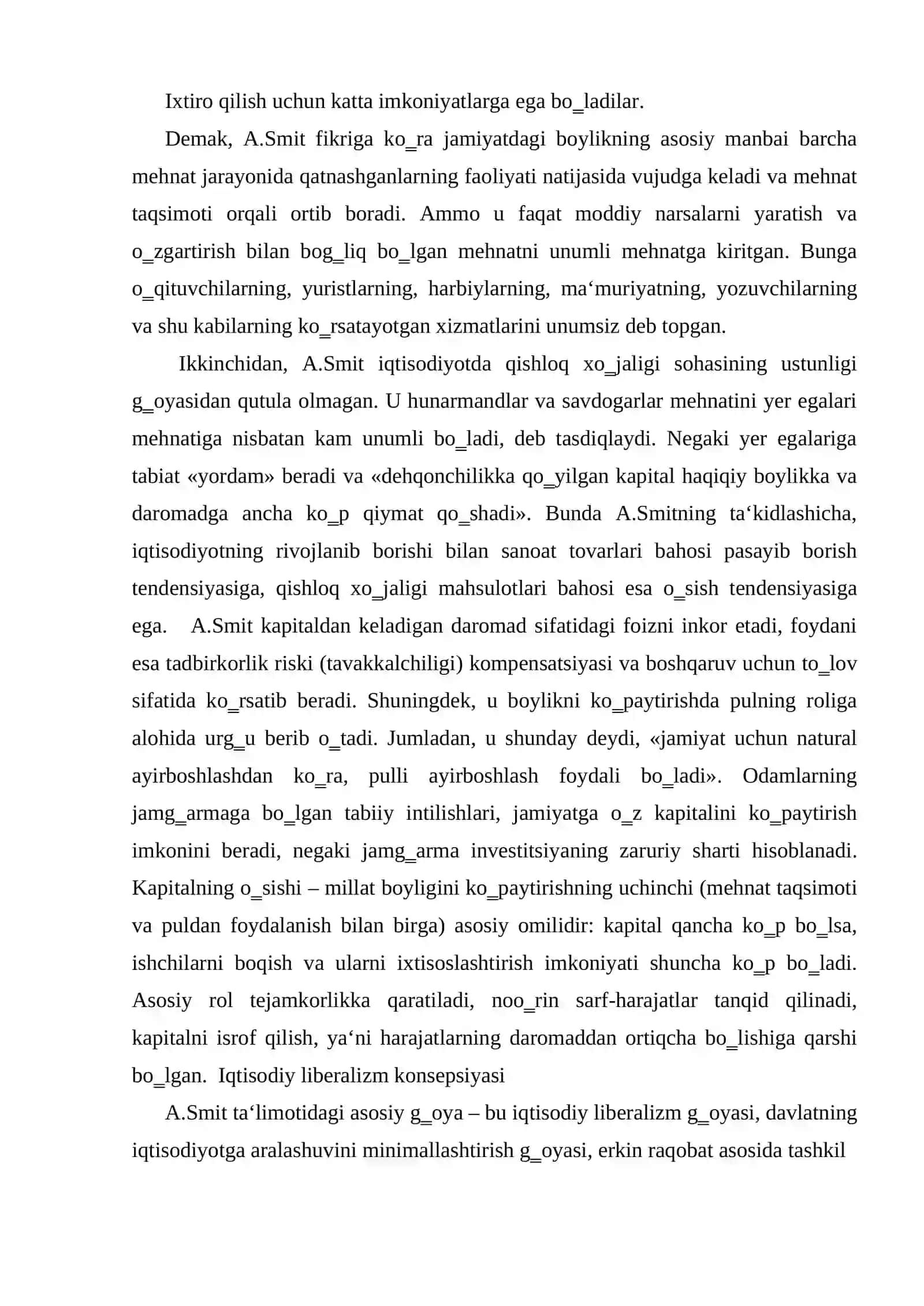 Adam Smit asarlarida klassik maktab ning to’la shakllanishi, Smit va Rikardolarning iqtisodiy ta`limotlari 4