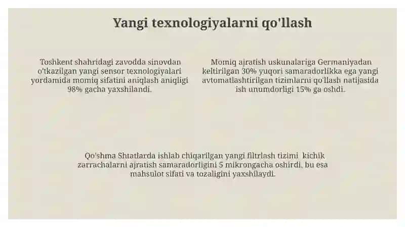 Momiq Ajratish Uskunalarini Takomillashtirish 4