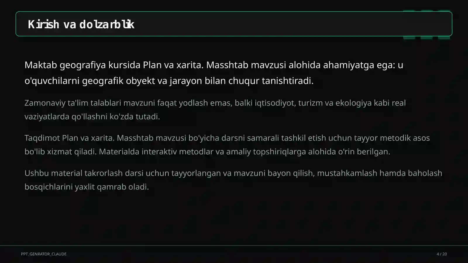 Plan va xarita. Masshtab (5-sinf) 4