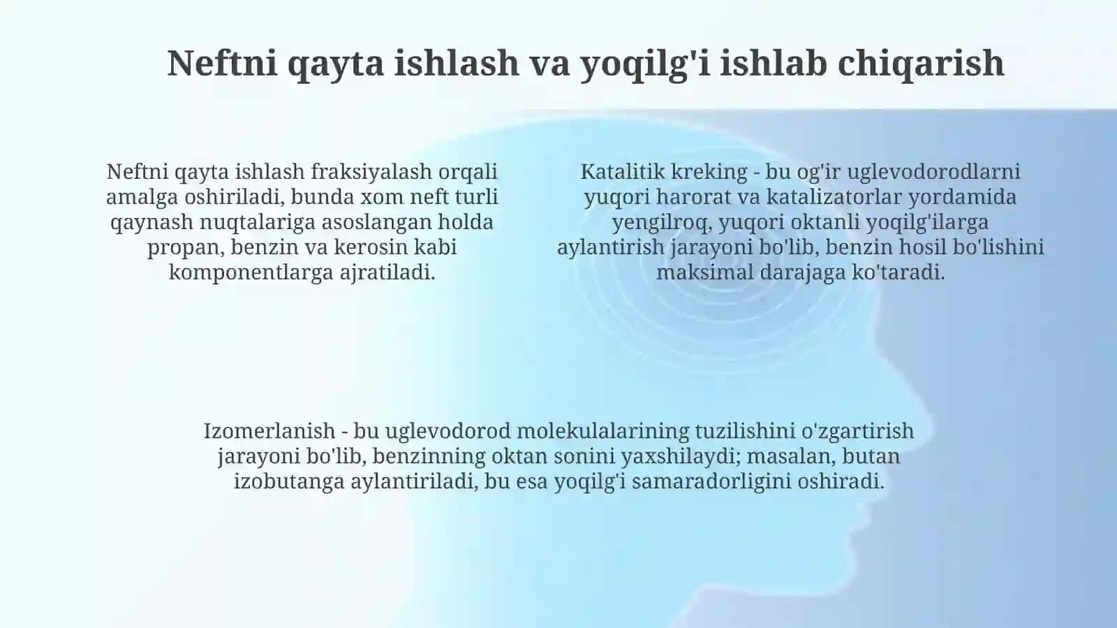 Ichki yonish dvigatellari uchun ishlatiladigan yoqilgʻi va moylar olishni umumiy tushunchasi 4