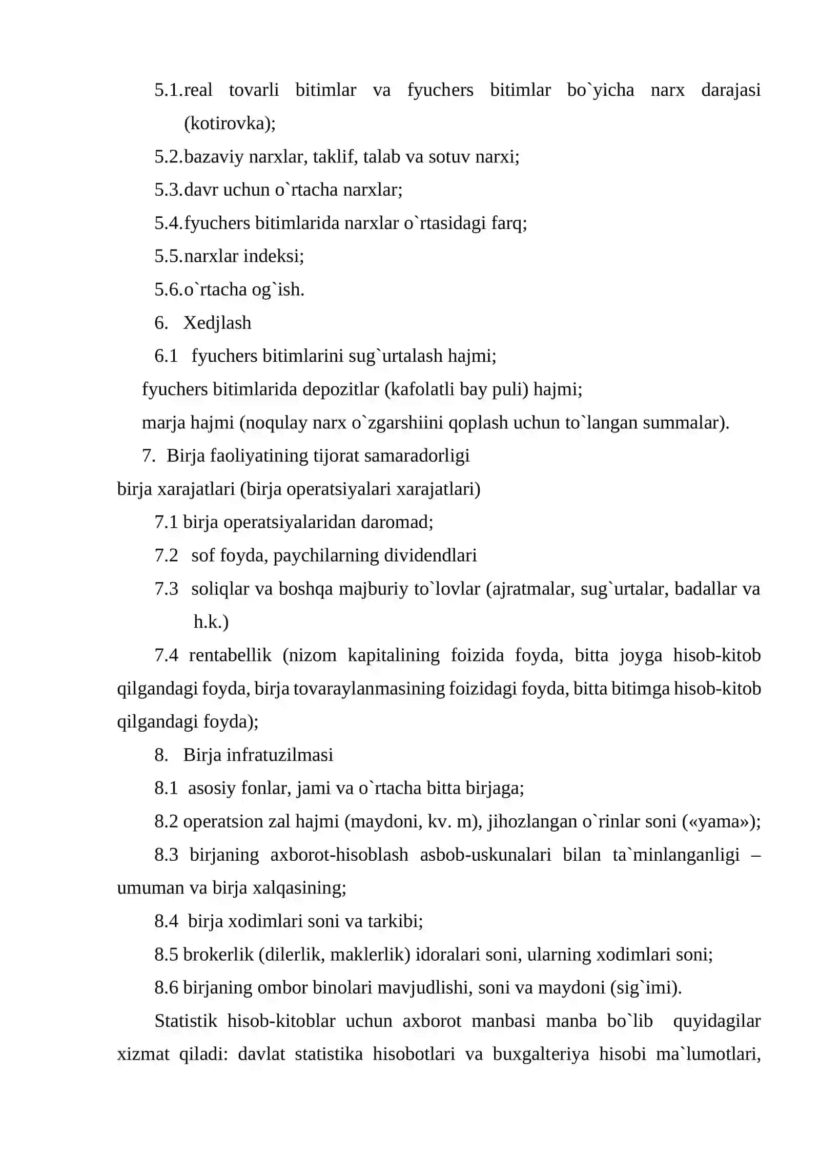 Birja statistikasi ko`rsatkichlari 4