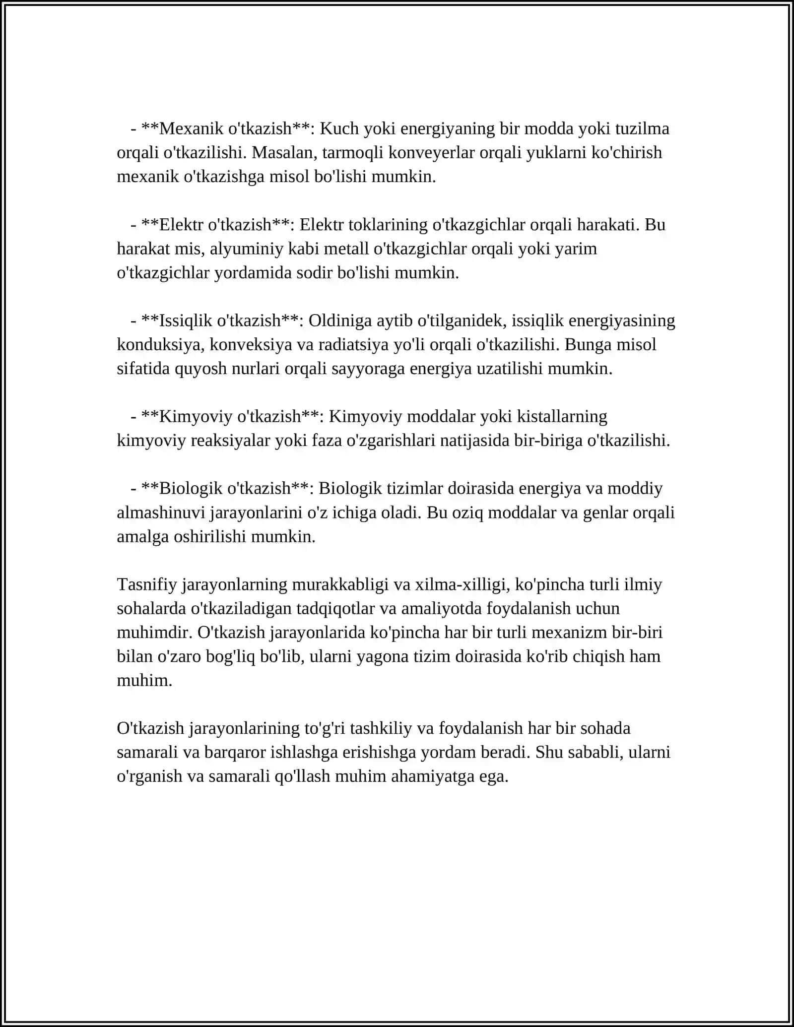 O'TQAZISHLARNING TURLARI VA TASNIFI 4