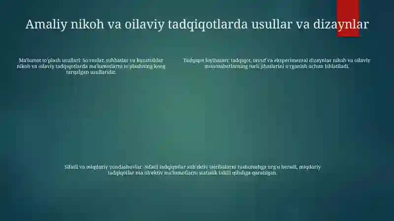 Nikoh Va Oila Sohasidagi Tadbiqiy Tadqiqotlar 4