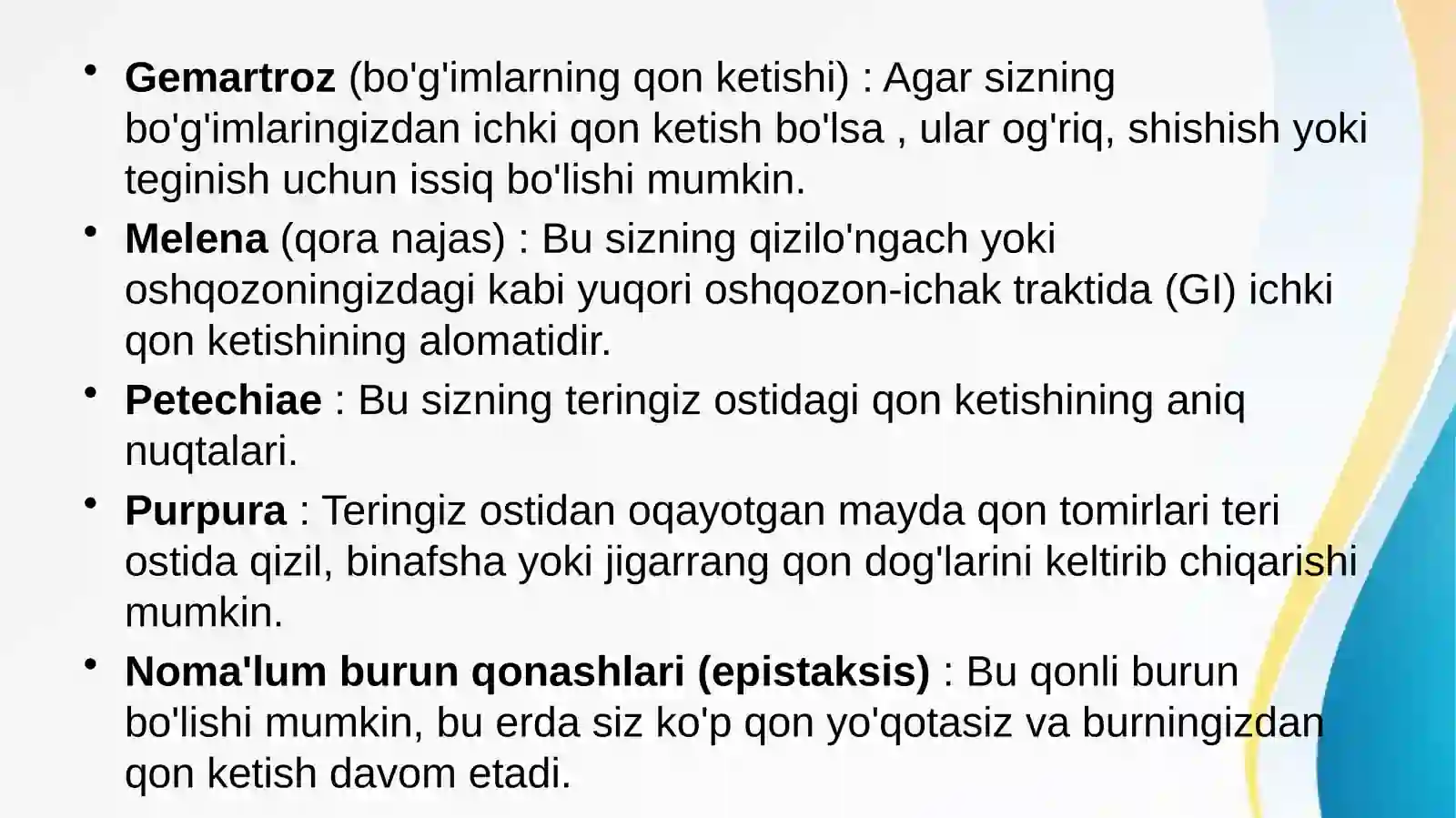 Gemorragik diatezlarning ko’rinishlari 4