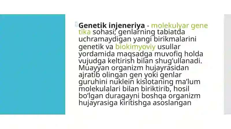 GEN INJENERIYASI VA UNING MEDITSINA AMALIYOTIDA QO‘LLANILISHI 4