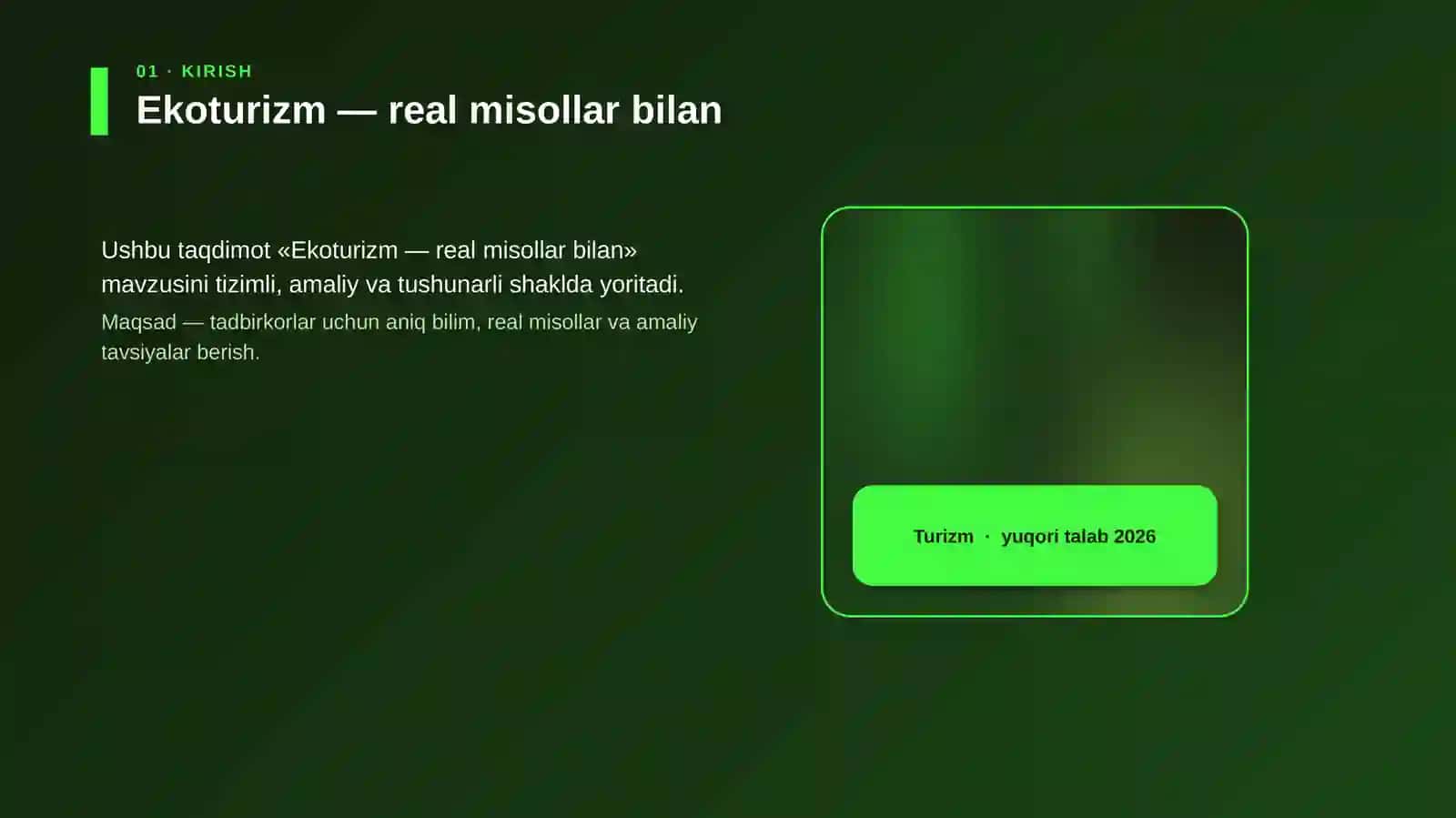 Ekoturizm — real misollar bilan 4