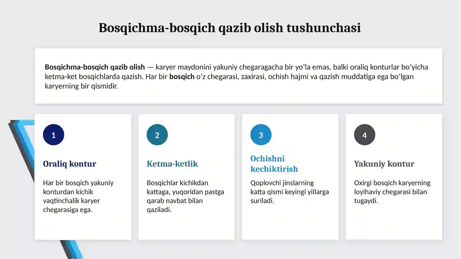 Bosqichma-bosqich qazib olish sxemalari 4
