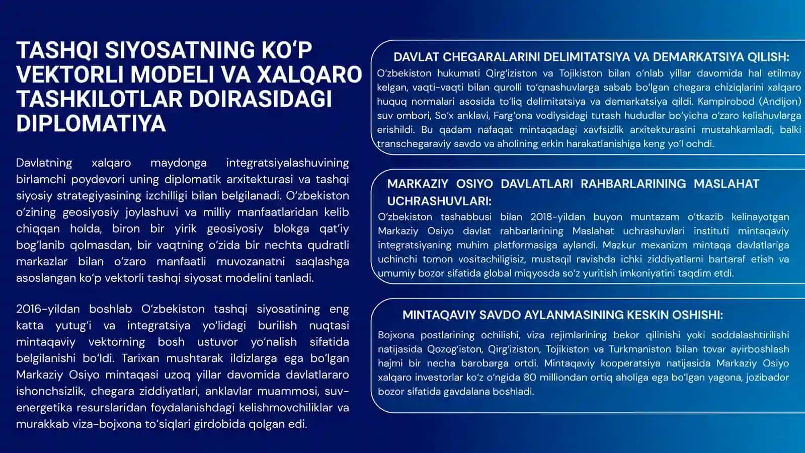 O‘zbekistonning jahon hamjamiyatiga integratsiyalashuvi: yutuqlar va mavjud muammolar 4