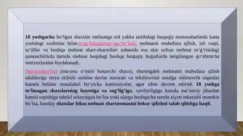 18 YOSHGACHA BO‘LGAN XODIMLARNING MEHNATINI HUQUQIY JIHATDAN TARTIBGA SOLISHNING O‘ZIGA XOS XUSUSIYATLARI 4
