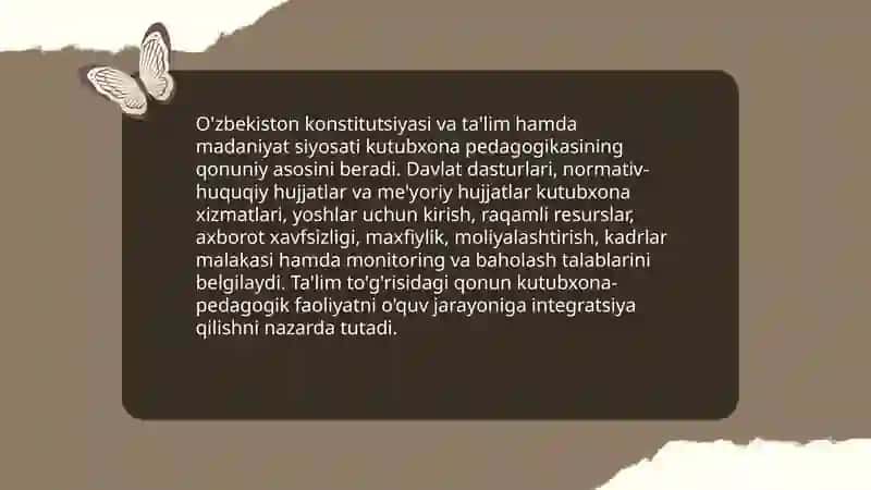 Kutibhona pedagogikasi: yoshlarga oid davlat siyosati bilan boĝliqligi òziga hos hususiyatlari 4