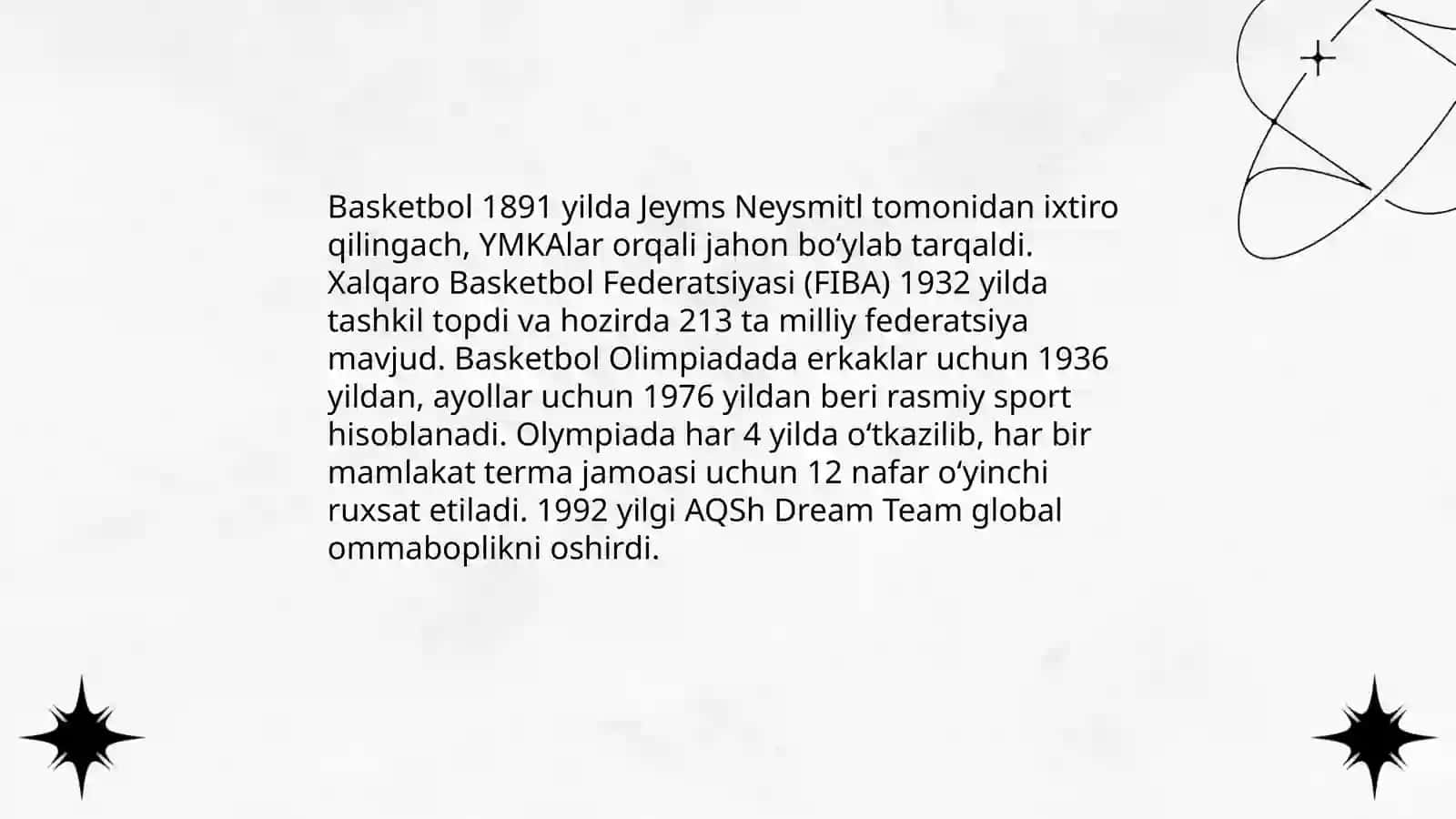 Basketbolning rivojlanish tarixi, texnikasi, taktikasi va qoidalari 4