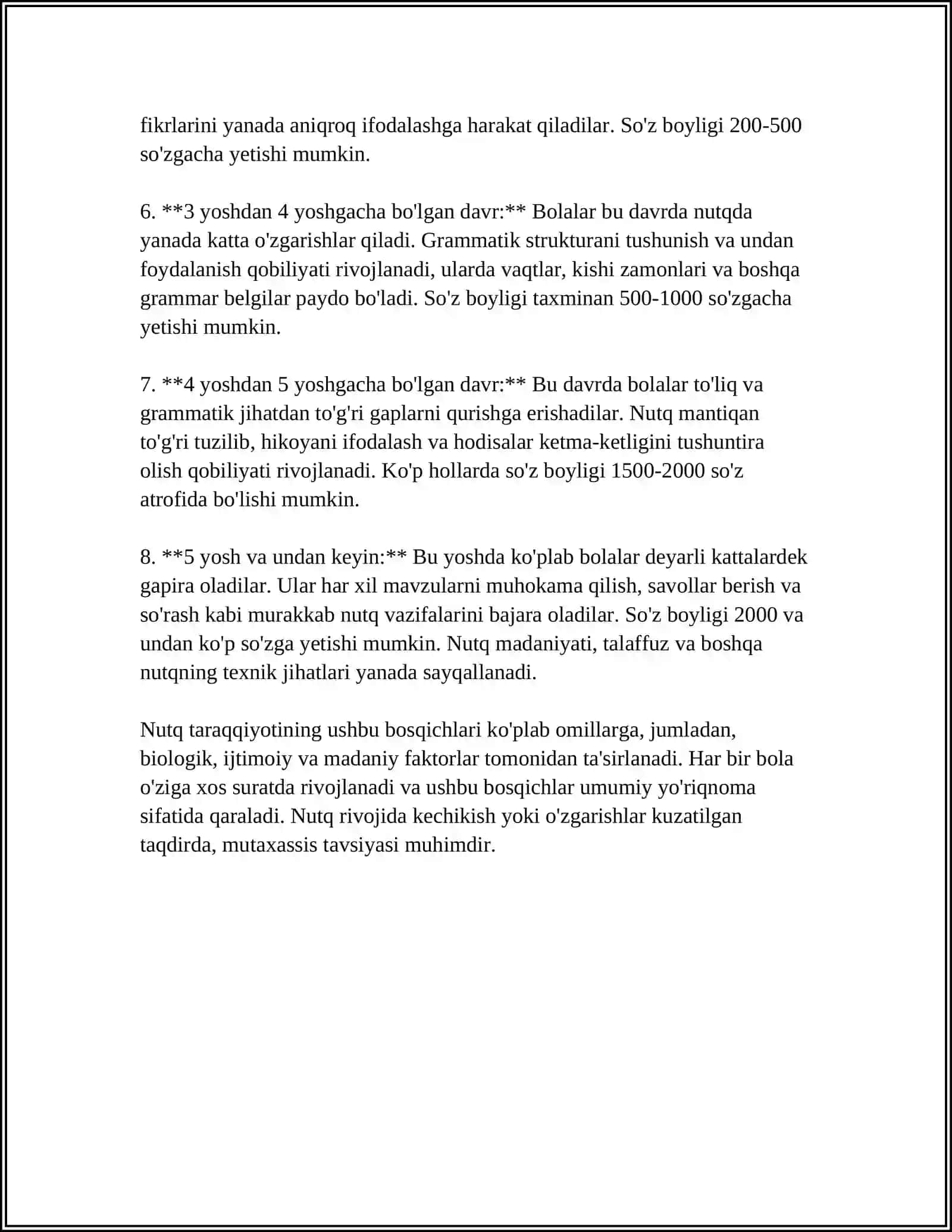 Nutq taraqqiyotining asosiy bosqichlari 4
