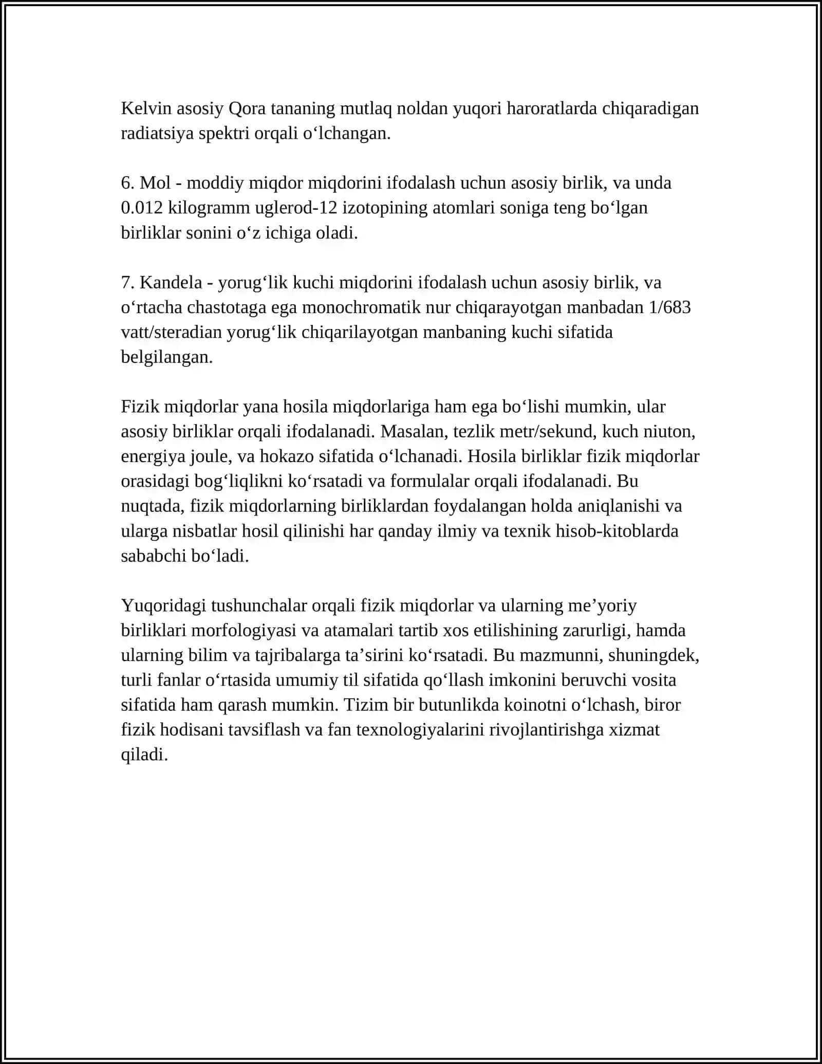 FIZIK MIQDORLARNING BIRLIKLAR TIZIMI 4
