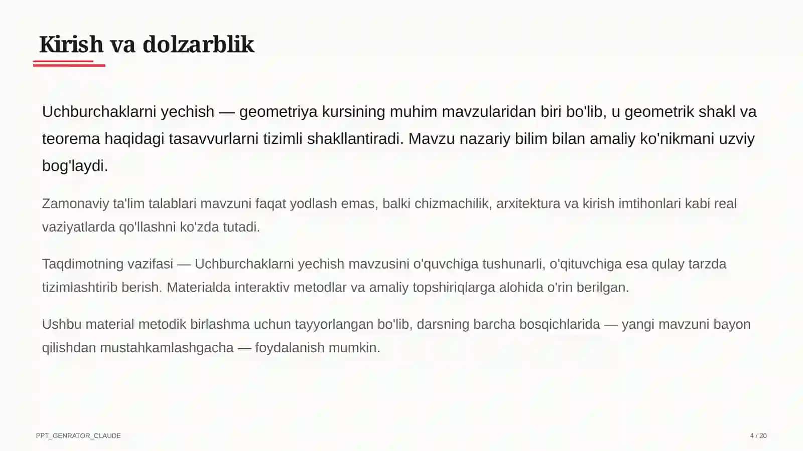 Uchburchaklarni yechish (9-sinf) 2