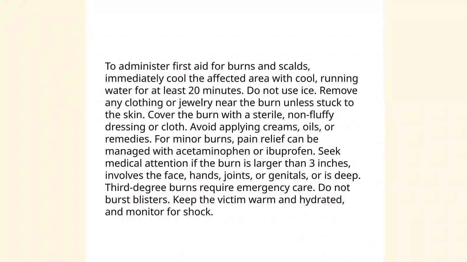 Giving first aid in the different emergency cases 4