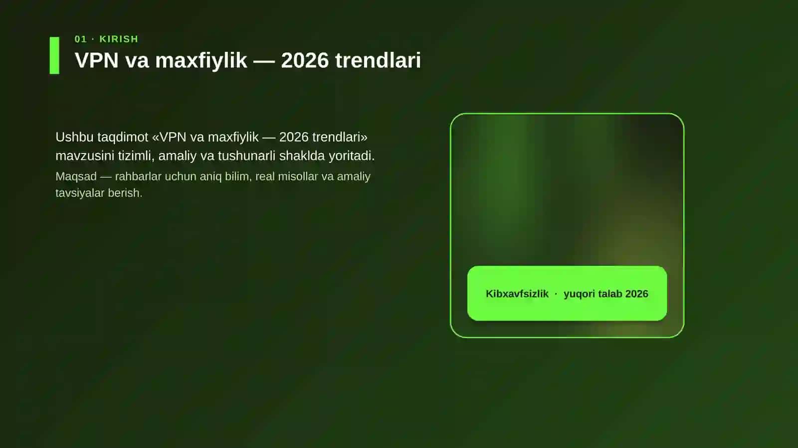 VPN va maxfiylik — 2026 trendlari 2