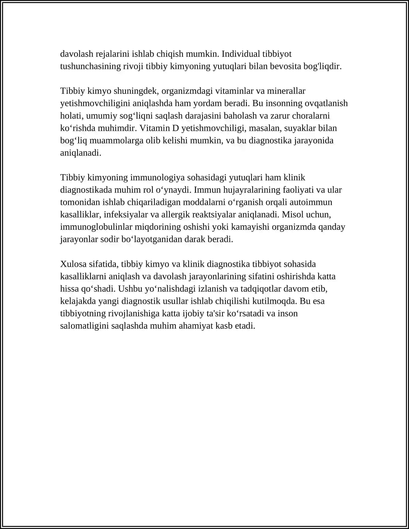 REFERAT: TIBBIY KIMYONING TIBBIYOTDAGI AHAMIYATI 4