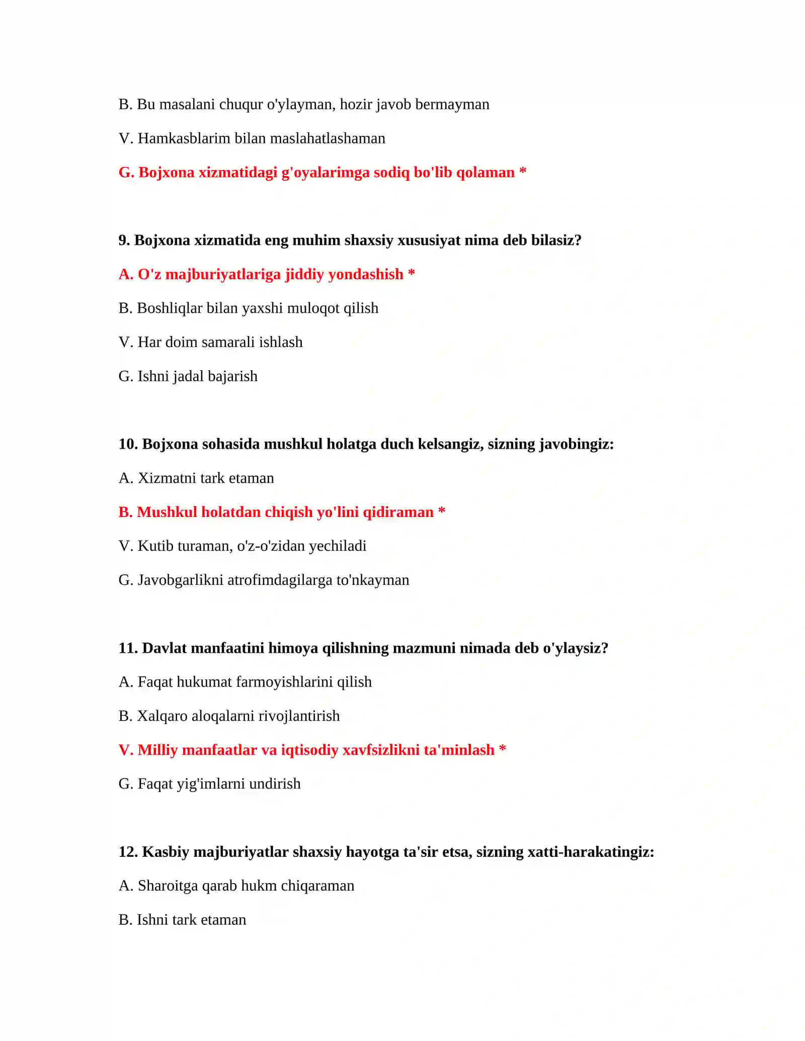 Bojxona kodeksi 200 ta test 4