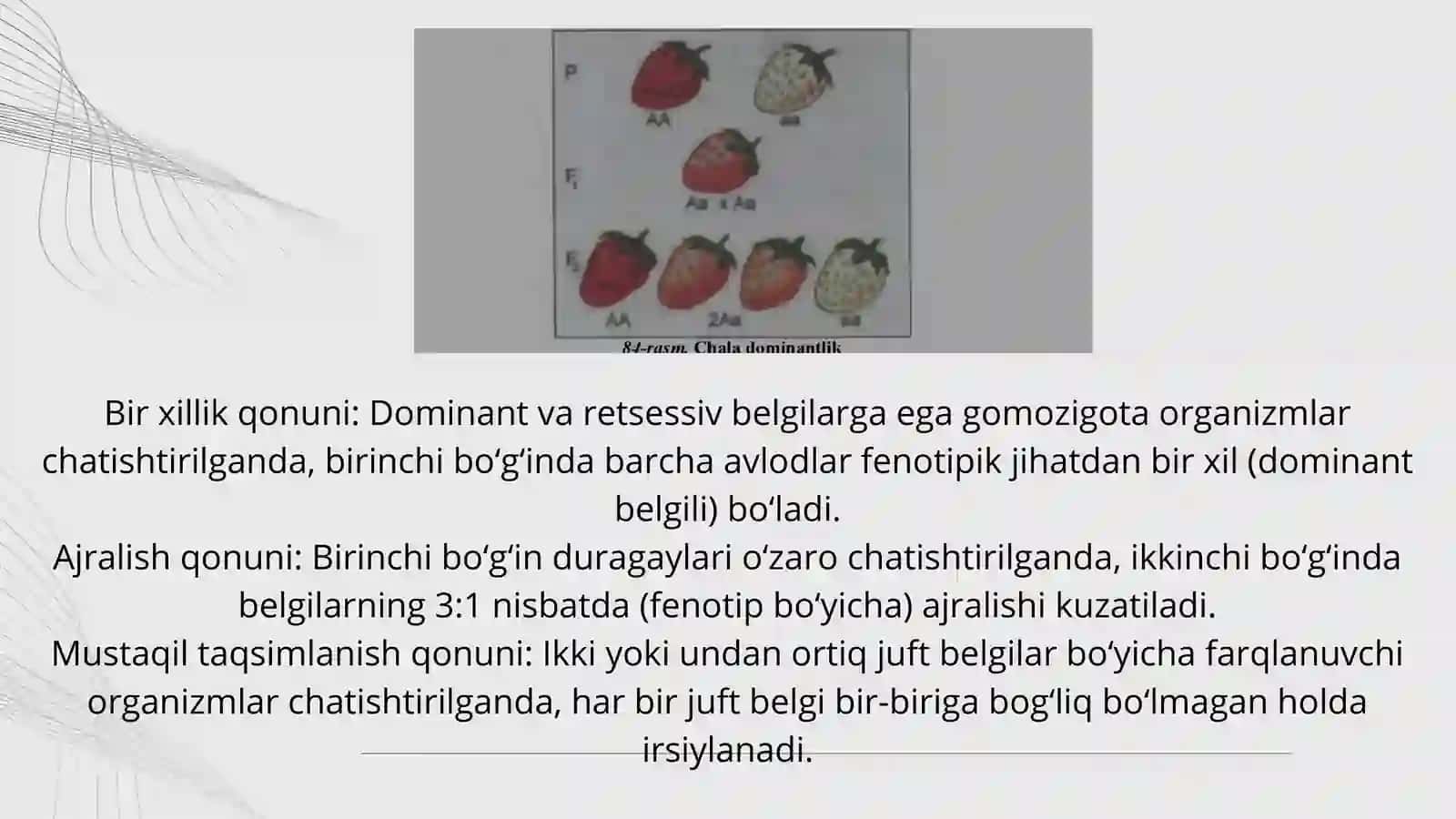 Belgilarning irsiylanish qonunlari.Irsiyat qonunlari. Genetik injeneriyaning tibbiyotdagi roli. Anti 4
