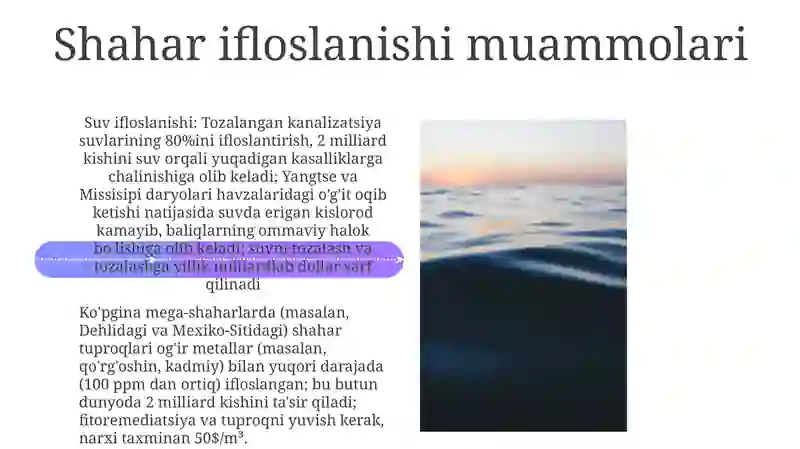 Suv, havo va tuproq muhitlari va ularning ifloslanishi 4
