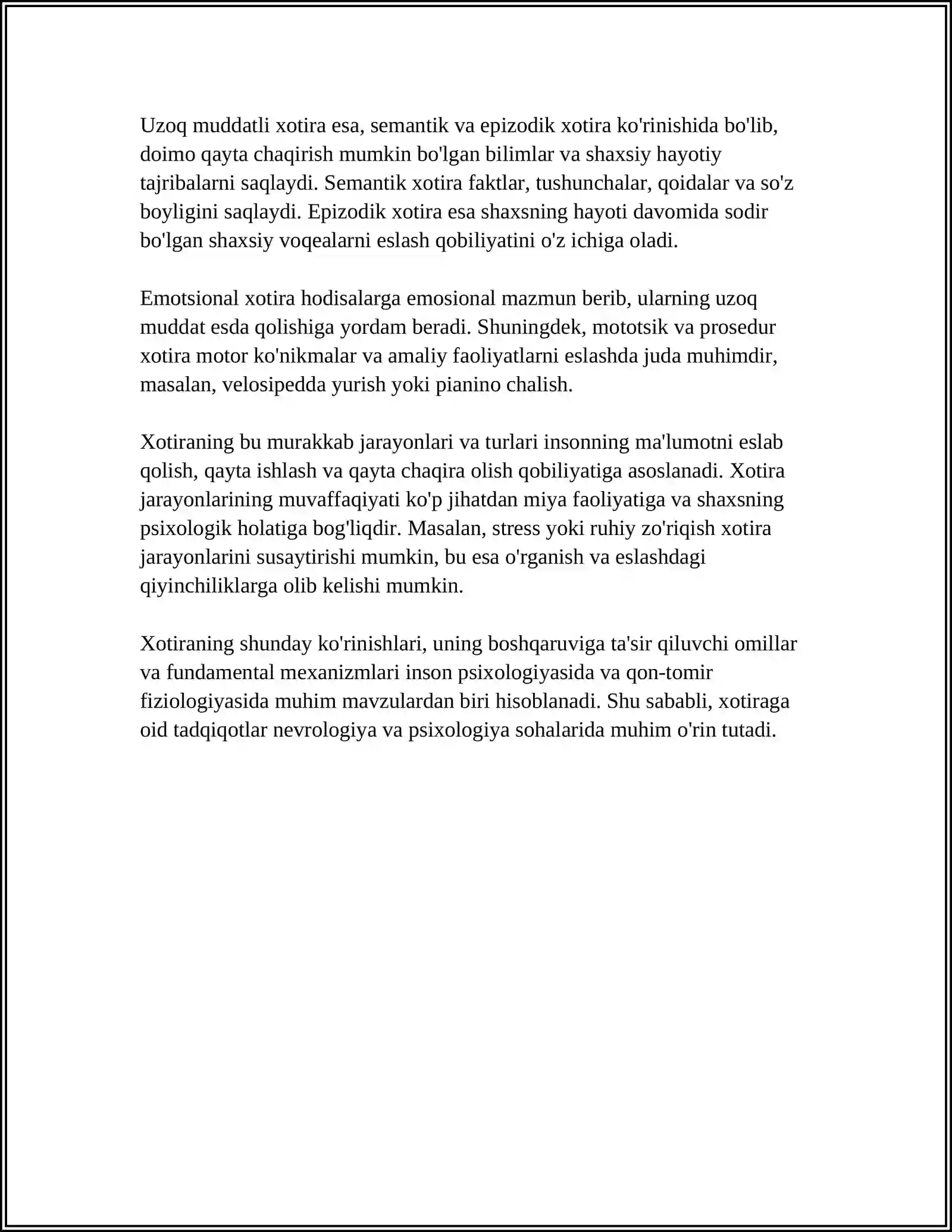 Xotira Haqida Tushuncha va Uning Nerv-Fiziologik Asoslari 4