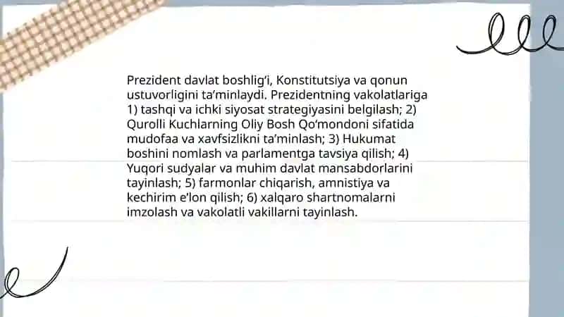 Oʻzbekiston Respublikasi davlat boshqaruvi tizimining konstitutsiyaviy asoslari 4