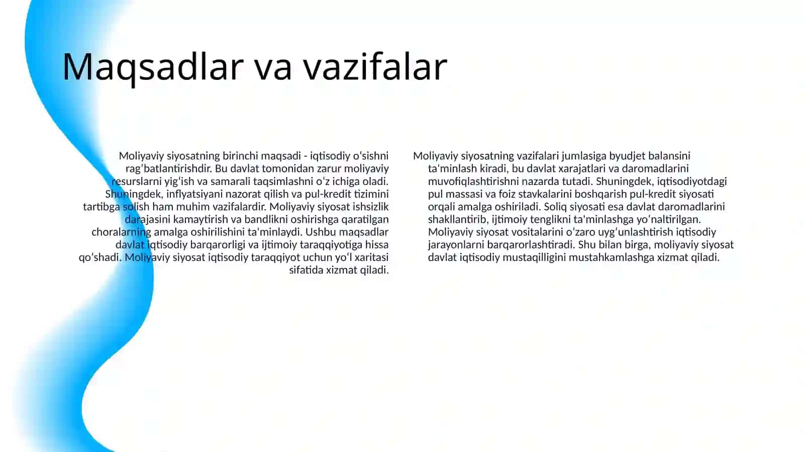 Moliyaviy siyosatning tarkibiy qismlari va ularning o‘zaro bog‘liqli 4