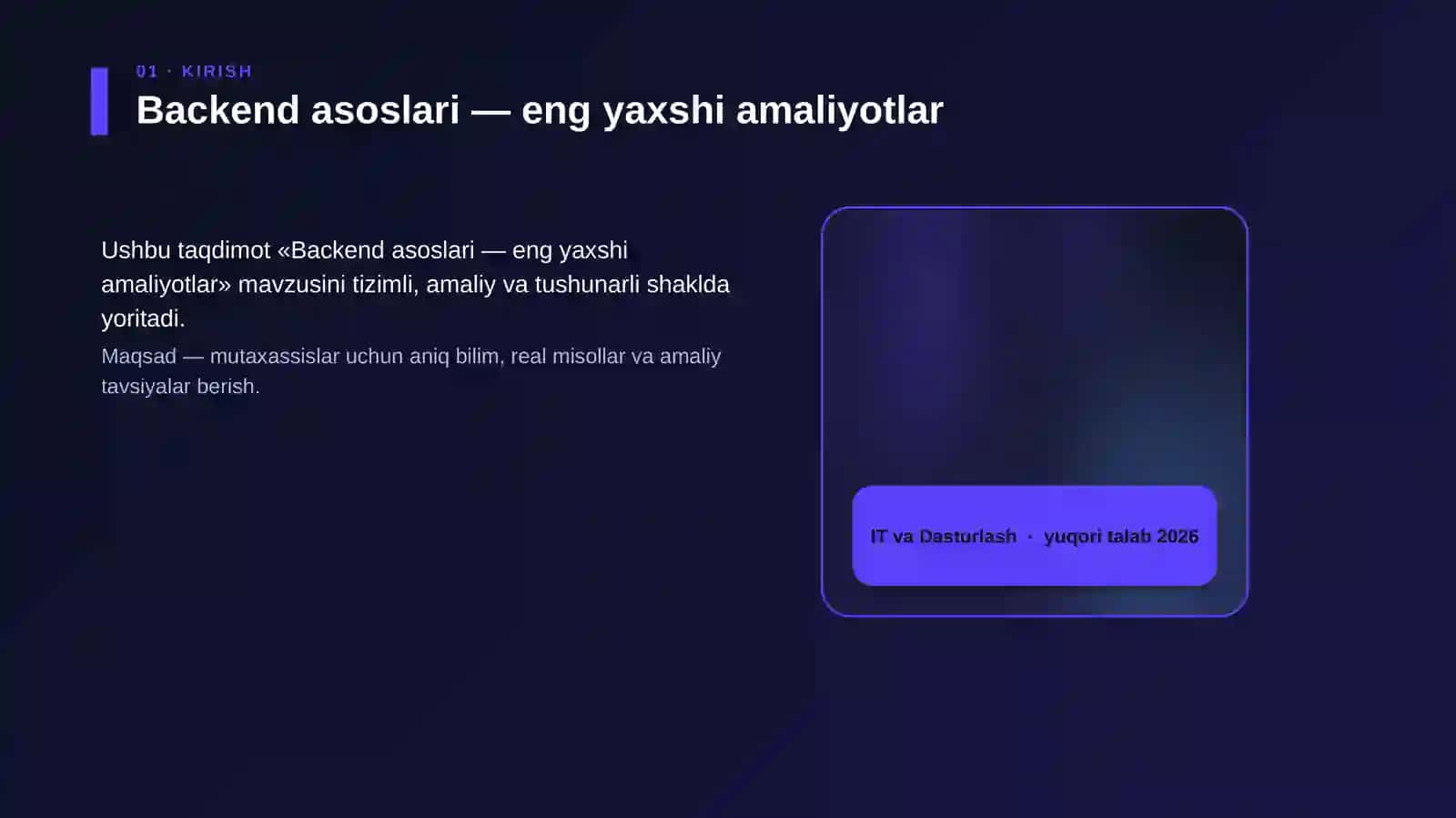 Backend asoslari — eng yaxshi amaliyotlar 4