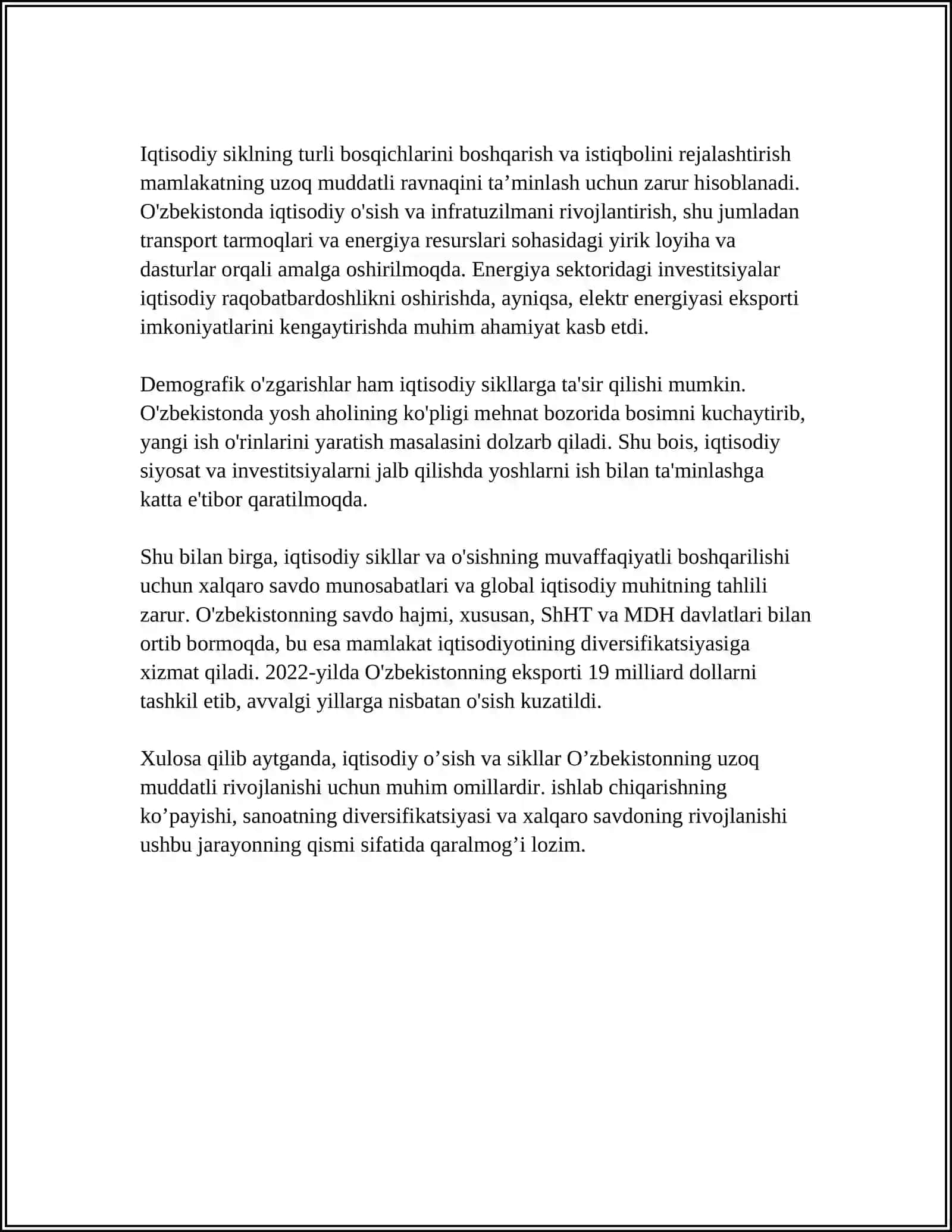 Iqtisodiy o‘sish va sikllar 4