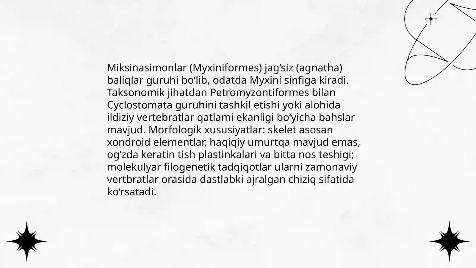Minogasimonlar-Petpmyzontiformes va Miksinasimonlar-Myxiniformes turkumlari, ekologiyasi va ahamiyati 4